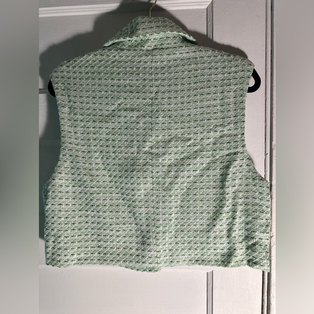 Zara Mint and White Textured Vest - Picture 3 of 7